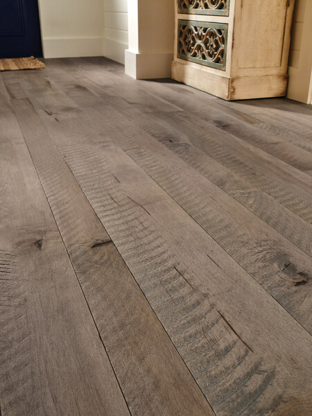 Close up of a hardwood floor in an entry way